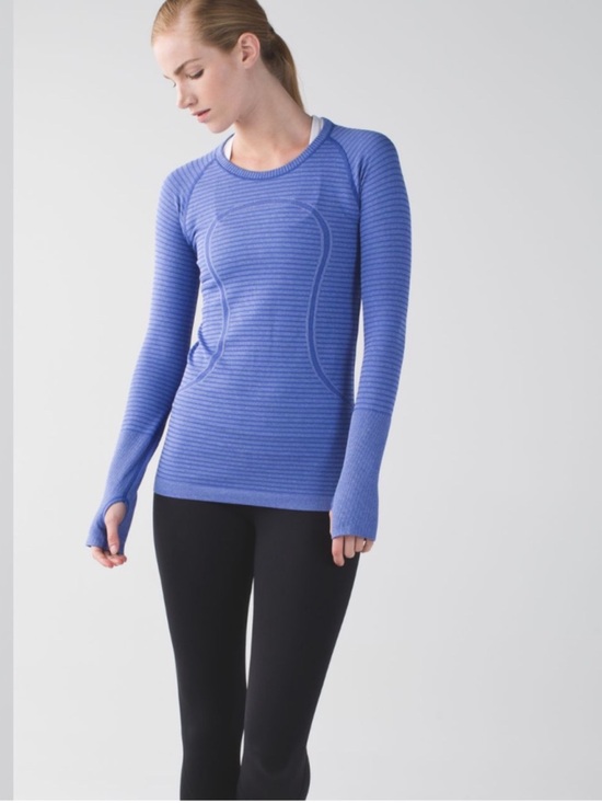 lululemon athletica Tops - Lululemon Swiftly Tech Long Sleeve Crew Heathered Sapphire Blue 6